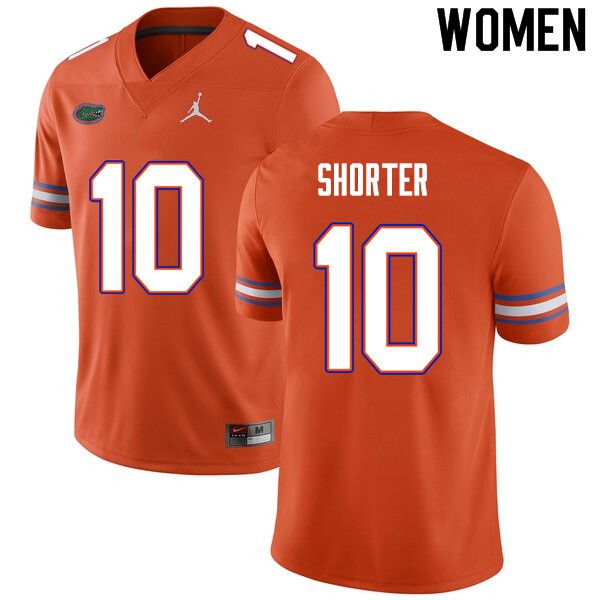 Women #10 Justin Shorter Florida Gators College Football Jersey Orange